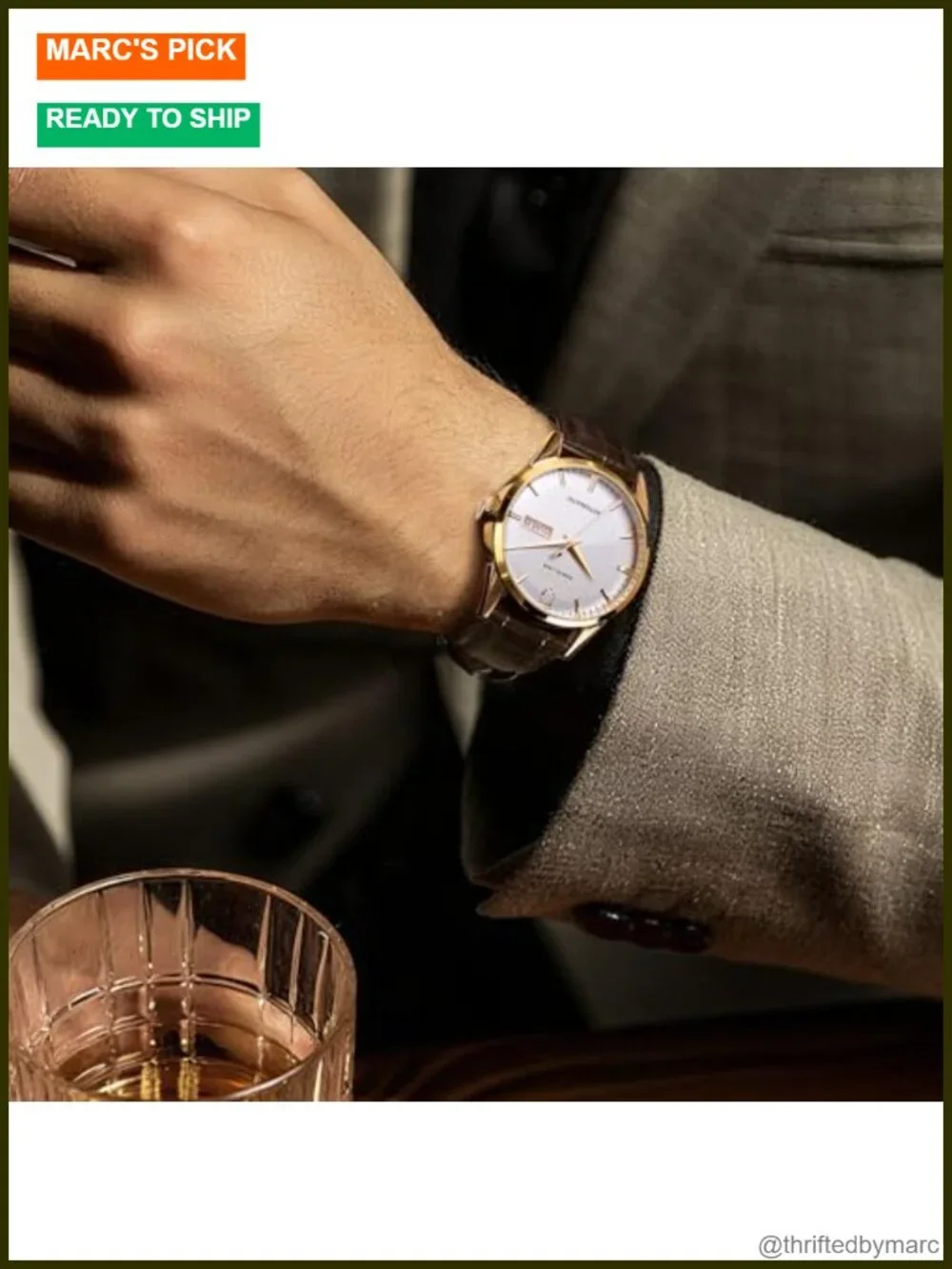 Men's Automatic Mechanical Watch Golden Luxury Classic Retro Day-Date Brown